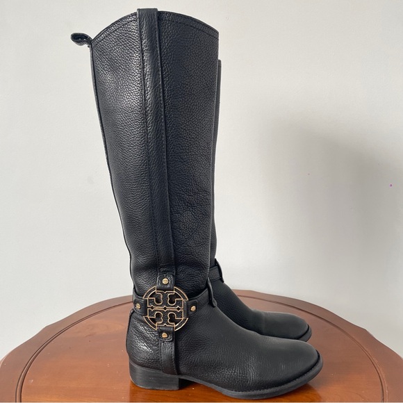 Tory Burch Shoes - Tory Burch Amanda Black Pebbled Leather Riding boots | US 6.5